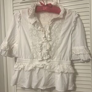 Walter Baker size M ruffle white M petite blouse regencycore